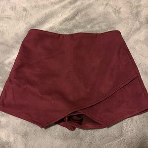 Maroon Suede Skort